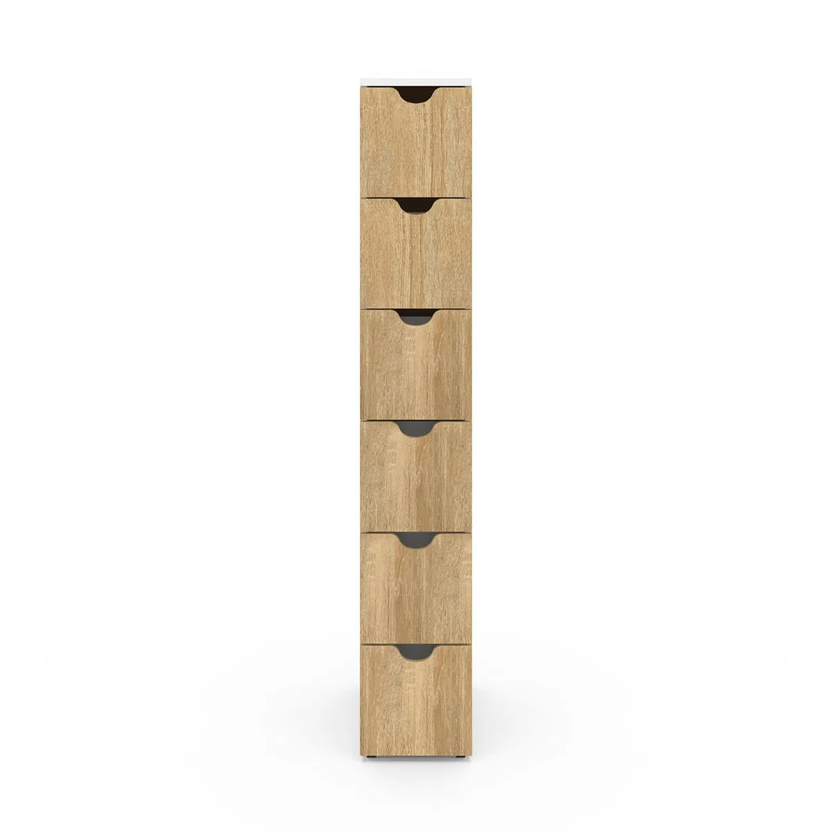 IDMarket - Torre de almacenamiento con 6 cajones WILO sobre ruedas, columna que ahorra espacio en blanco y aspecto de madera de haya