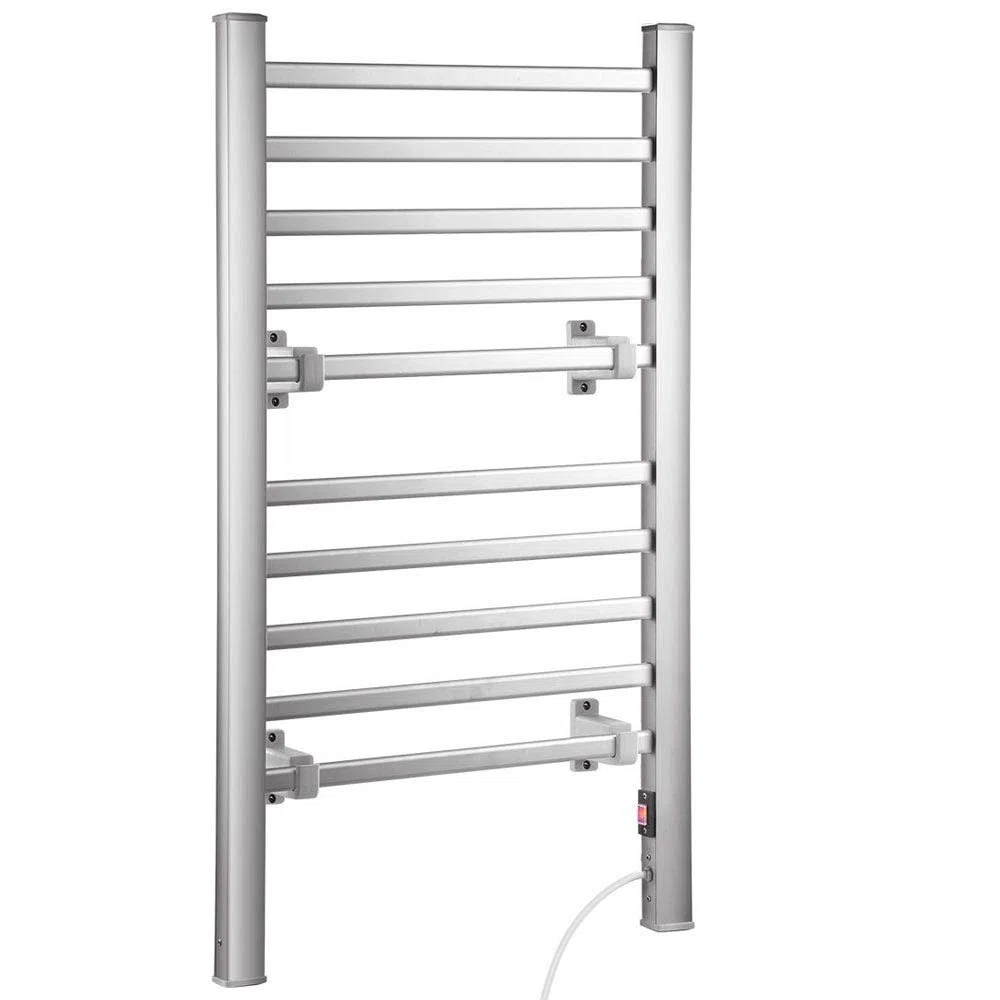 Bakaji 2832768 Radiador Toallero Eléctrico Bajo Consumo Aluminio, 10 elementos, 2en1 suelo o pared