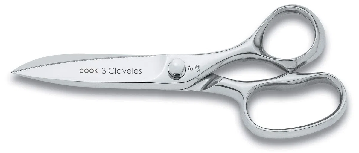 3 Claveles Prof Profesional Acero Inoxidable Tijeras de Cocinero línea Cook para Carne Pescado, Brillo, Pollo Caza Pizza Filo microdentado Accesorios de Cocina de 8" - 20 cm