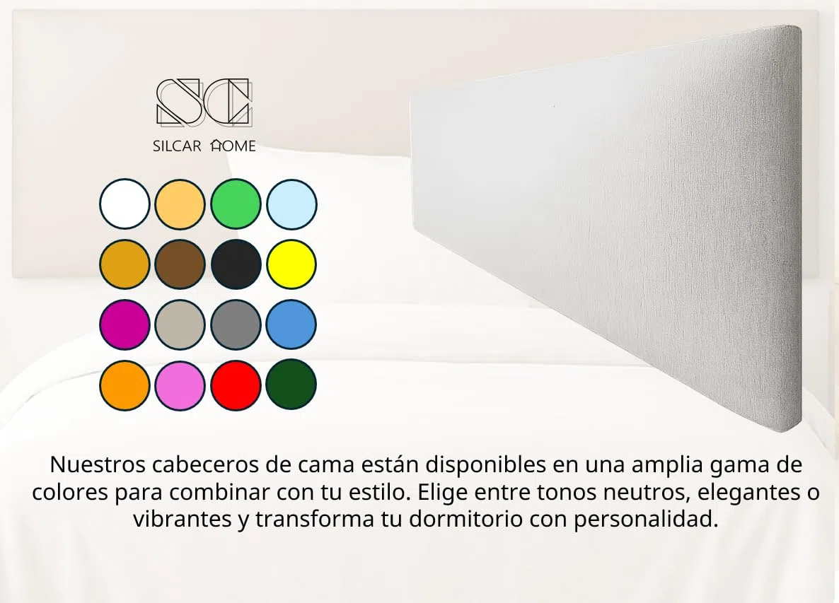 Silcar Home - Cabecero de Cama 135 Tejido Blanco Jep - Estructura de Madera, Tapizado en Polipiel Liso, Diseño Moderno, Fácil Instalación, Acolchado - Tela Blanco, 135 cm