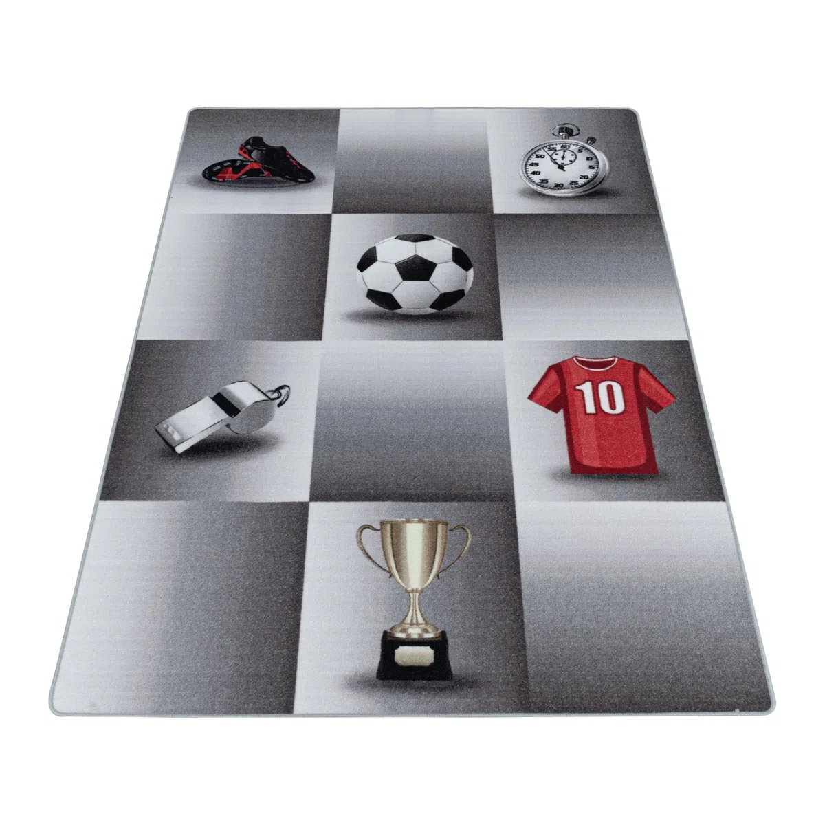 HomebyHome Alfombra para niños Pila Corta Diseño de la Copa de la Camiseta de fútbol Habitación de los niños de los bebés Suave y Lavable Rectangular Chico Gris, Color:Gris, Tamaño:160x230 cm