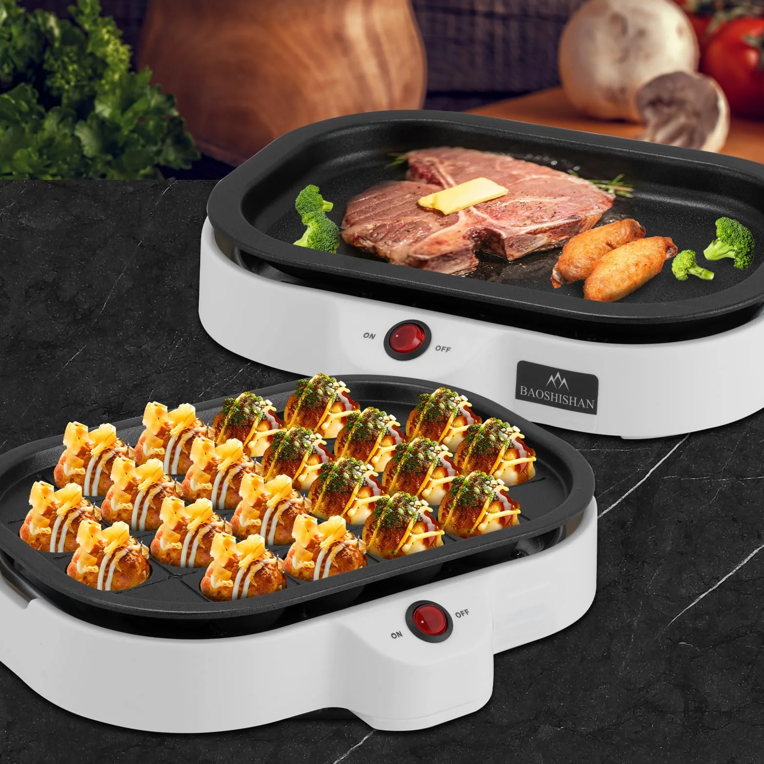 BAOSHISHAN Takoyaki - Máquina eléctrica de bolas de pulpo, 20 agujeros, dispositivo Takoyaki para el hogar, 220 V