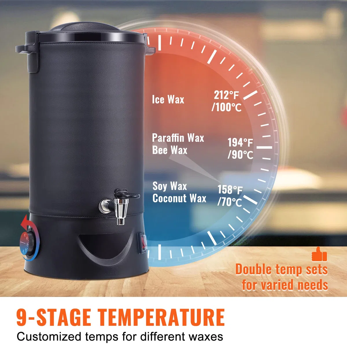 VEVOR Derretidor de cera para hacer velas, olla de fusión eléctrica extra grande de 10 litros con boquilla fácil de verter y control de temperatura de 9 niveles, fácil de limpiar para velas, jabón