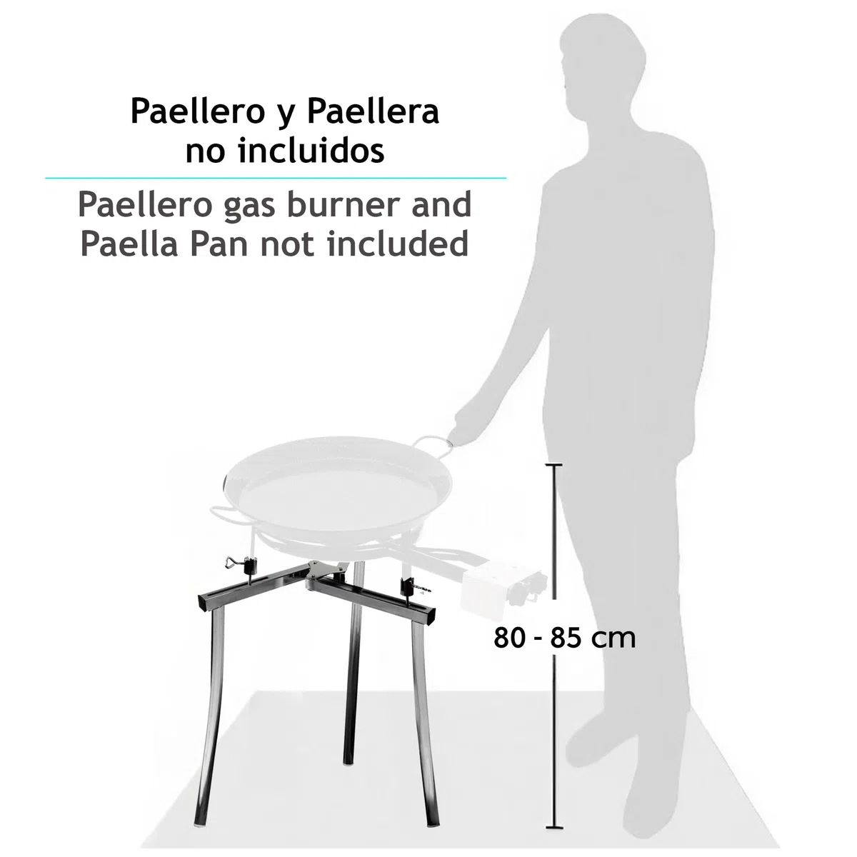 briebe Trípode para Paellero de Gas Regulable, 3 Patas, Soporte Robusto y Estable, Adecuado para Paelleros de 35 a 70 cm, Base Sólida de Aluminio, Cómoda, Portátil, Aguanta hasta 40 Kg, Tripod L5