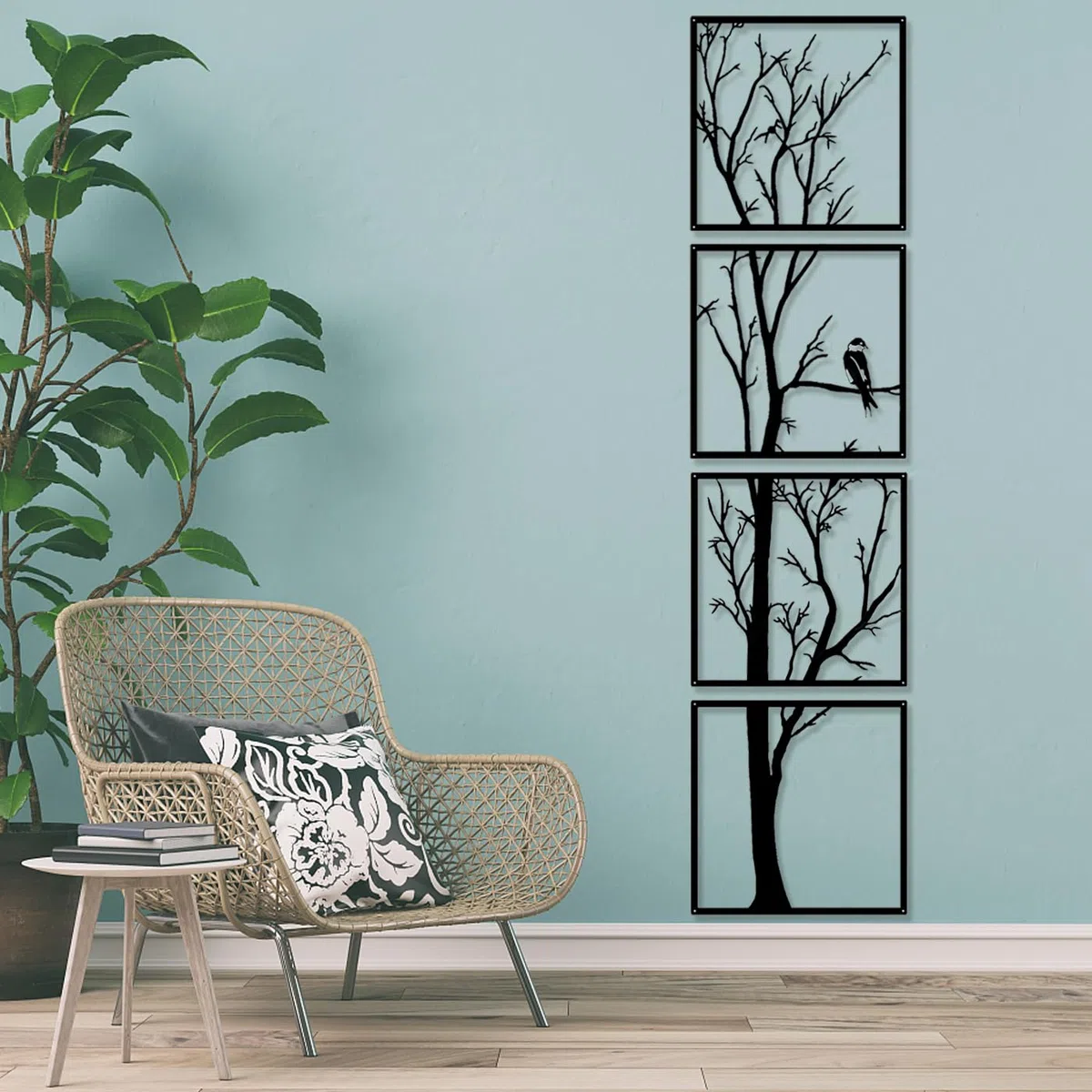 Pduoduo Decoración de pared de árbol, arte de metal para colgar en la pared, juego de 4 piezas, decoración de pared de ramas de metal grandes para el hogar, jardín, sala de estar