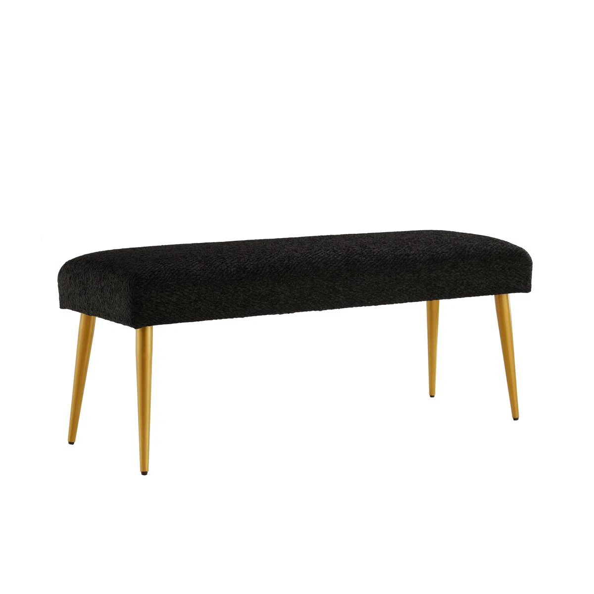 Ball & Cast Banco tapizado para la Entrada, Banco para el Final de la Cama, Banco-Taburete Negro para el Dormitorio con Asiento Acolchado y Patas de Metal, Negro