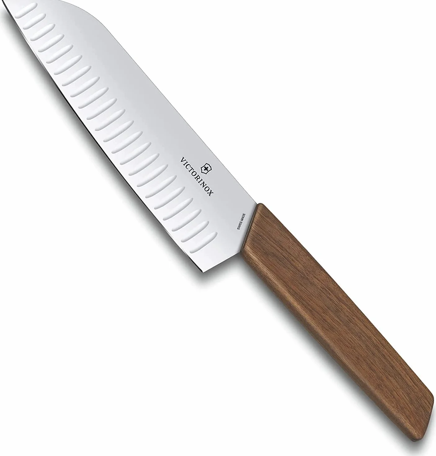 Victorinox Swiss Modern, coltello Santoku in confezione regalo, 17 cm, in legno di noce, confezione regalo