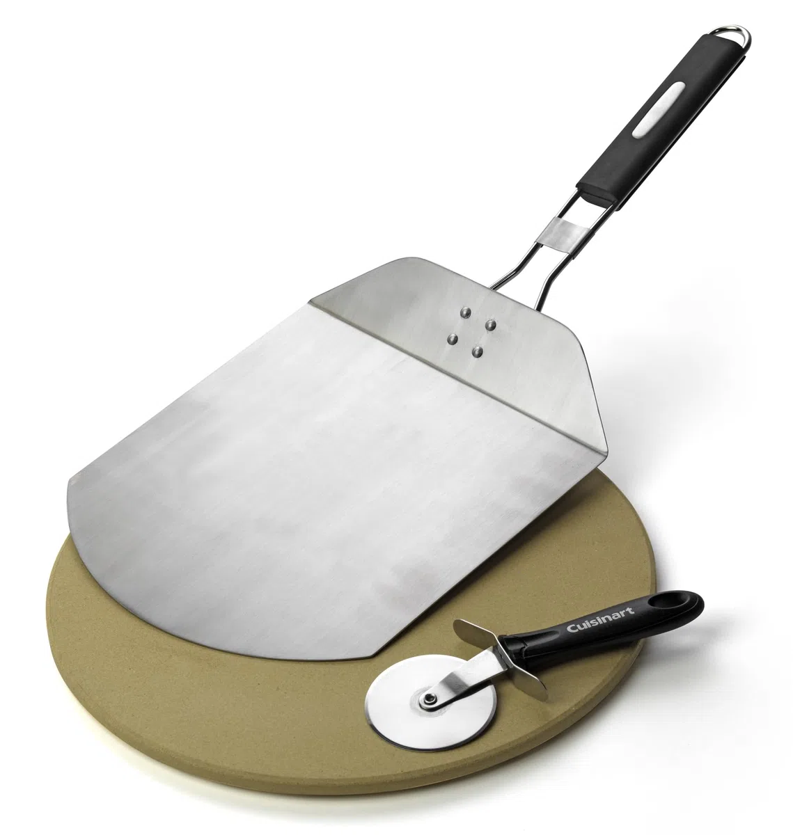 Cuisinart CPS - 445 – Set de Parrilla para Pizza de 3 Piezas (Piedra para Pizza, Cortador de Ruedapara Pizza,vPalapara Pizza)