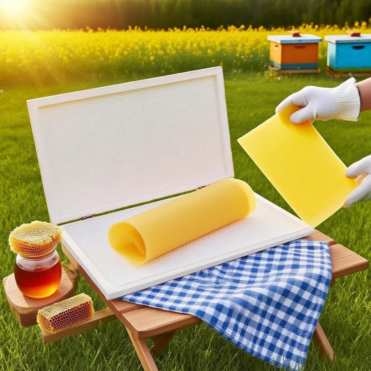 Máquina de fundición de láminas de Cera de Abejas, Molde de estampación de Cera de Abejas de 220 x 420 mm, Herramienta de prensado de Base de Peine de aleación de Aluminio de 4,7 mm/5,3 mm(4.7mm)