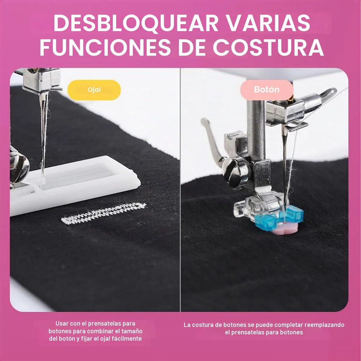 Máquina de coser para principiantes 608A - Mini máquina de coser doméstica con 12 programas de puntadas, pedal y luz LED para adultos