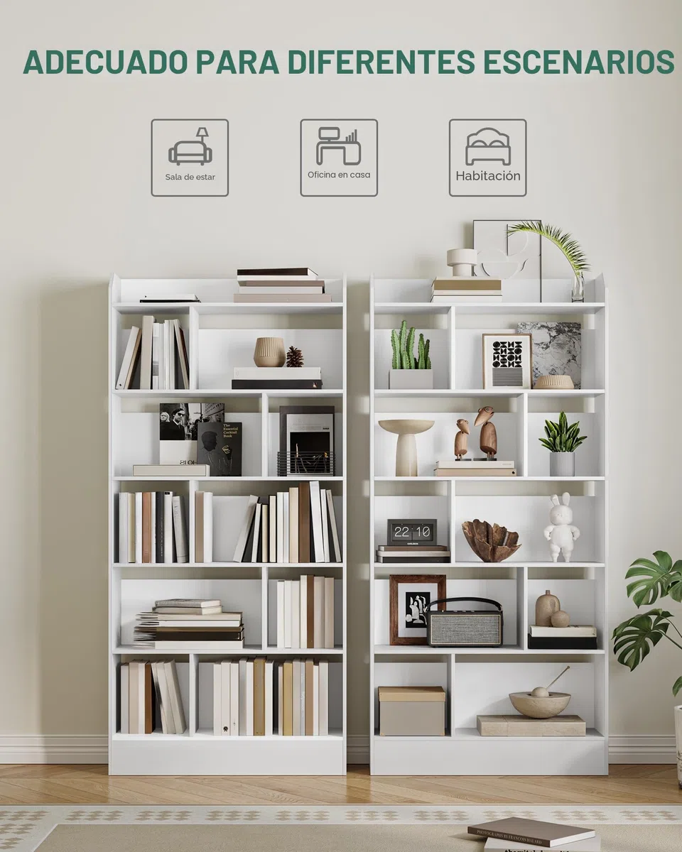Hzuaneri Libreria de 6 Niveles, Estanteria para Libros de 10 Cubos, 24 x 80 x 170 cm, para Oficina, Salón, Estudio, Blanco BC22803X
