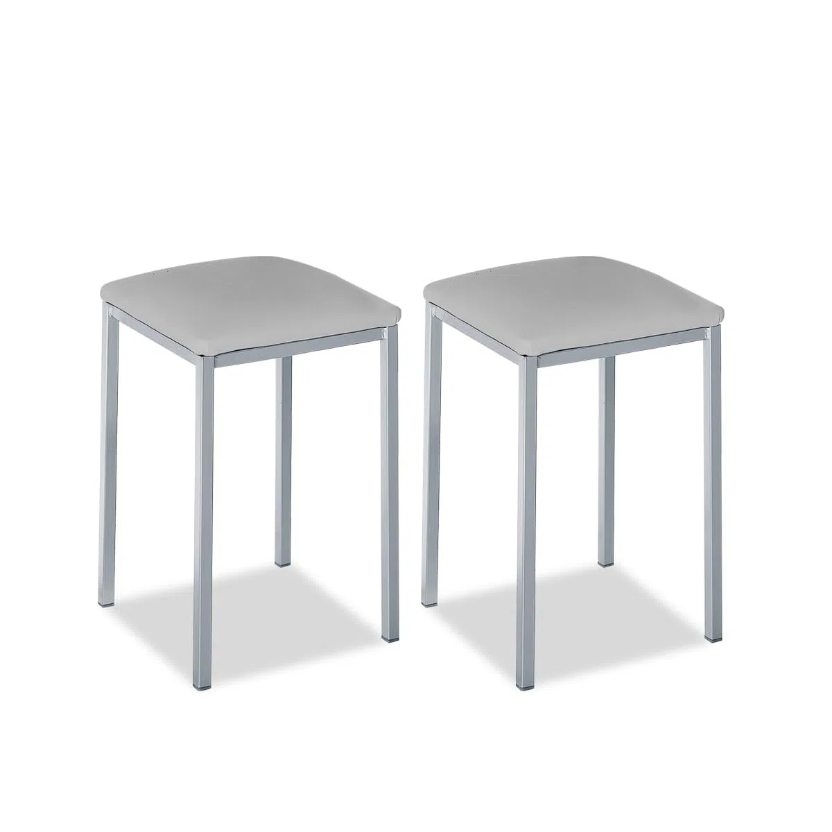 Astimesa - Taburetes de Cocina tapizado - Estructura sólida y Firme - Estructura Color Aluminio y Asiento en Polipiel - Color del Asiento: Gris. Contenido: 2 Unidades. Medidas: 35 x 35 x 45 cm