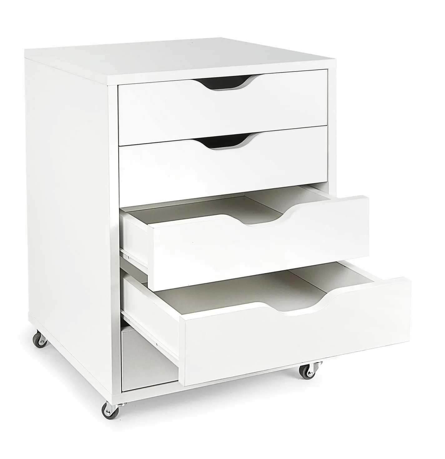leomark Cajonera movil con Ruedas 5 cajones Mueble Oficina Escritorio almacenaje Documentos Accesorios Organizador despacho Estudio casa Robusto practico MDF Blanco Altura 64 cm Compacto Moderno
