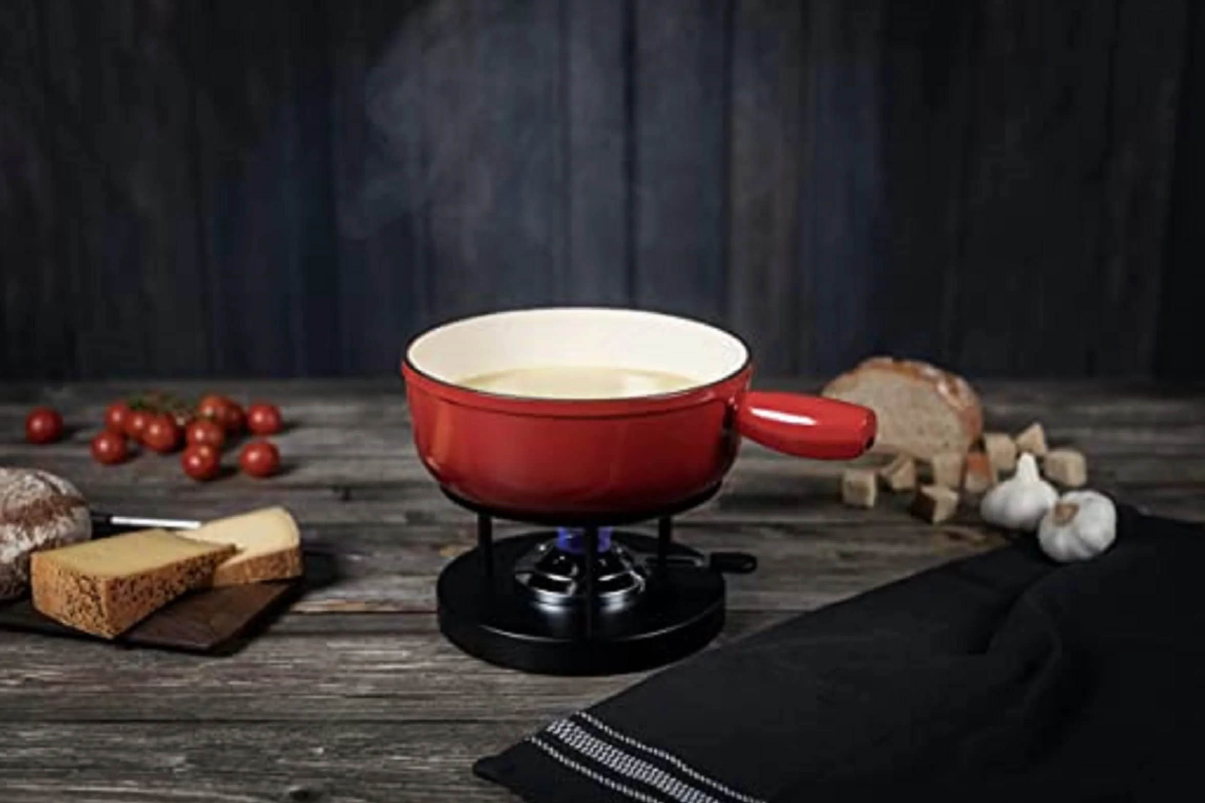 Kuhn Rikon 32056 - Cacerola para Fondue para vitrocerámica de inducción (24 cm), Color Rojo