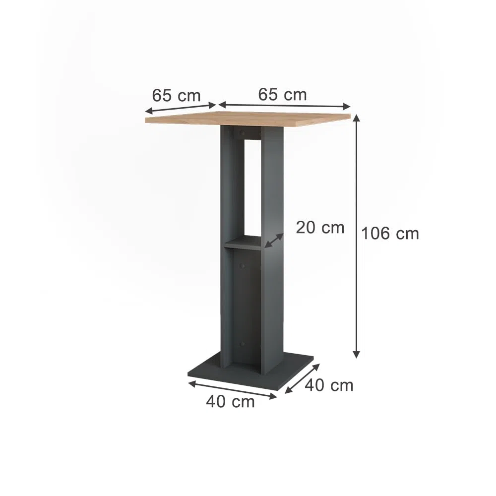 Vicco Mesa de Bar Repose, Oro Power Roble/Antracita, 65 x 65 cm, con Estante Lateral para almacenar Botellas y Vasos