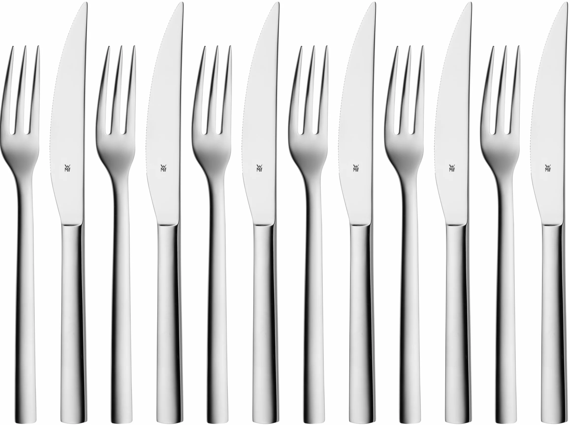 WMF Nuova Juego 12 Piezas Cubierto Steak, Acero Inoxidable Pulido