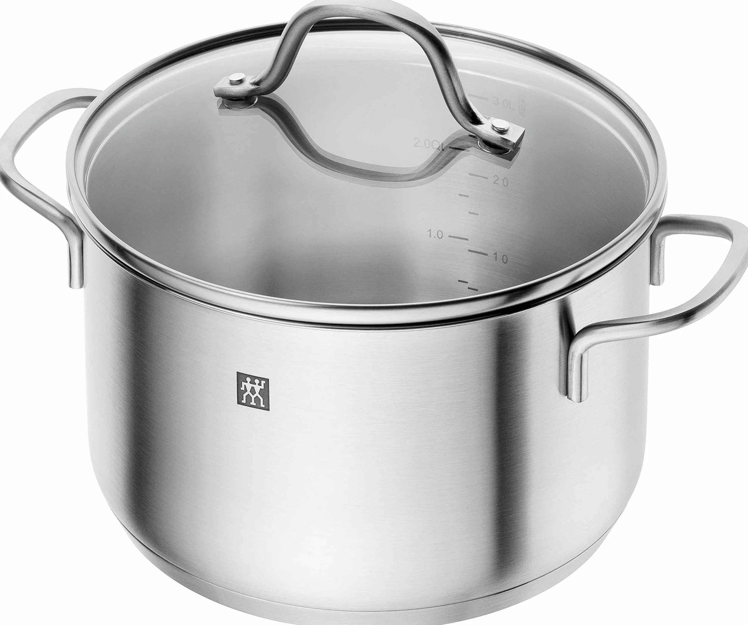 ZWILLING Flow batería de cocina, 5 piezas con tapa de vidrio, apta para inducción, sin revestimiento, acero inoxidable, plata