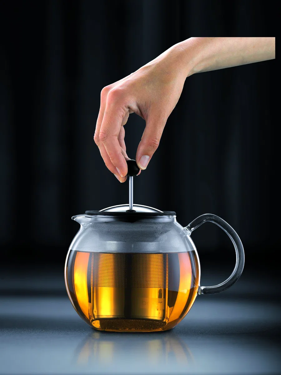 Bodum Assam - Tetera de émbolo, 1,5 l, Filtro y Tapa de Acero Inoxidable Brillante