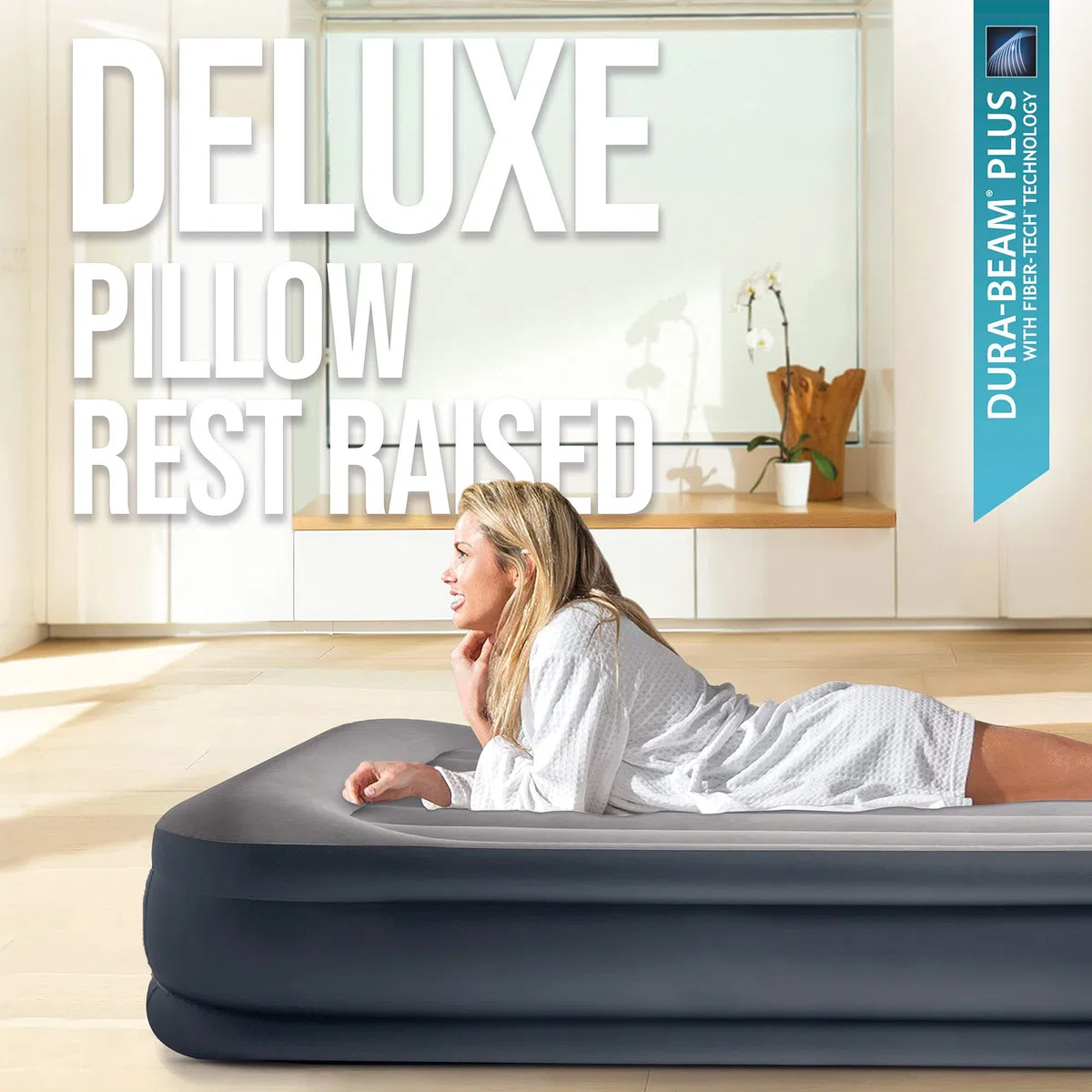 Intex 64132 - Colchón Hinchable, Dura-Beam Plus Deluxe Pillow, Medidas 99x191x42 cm