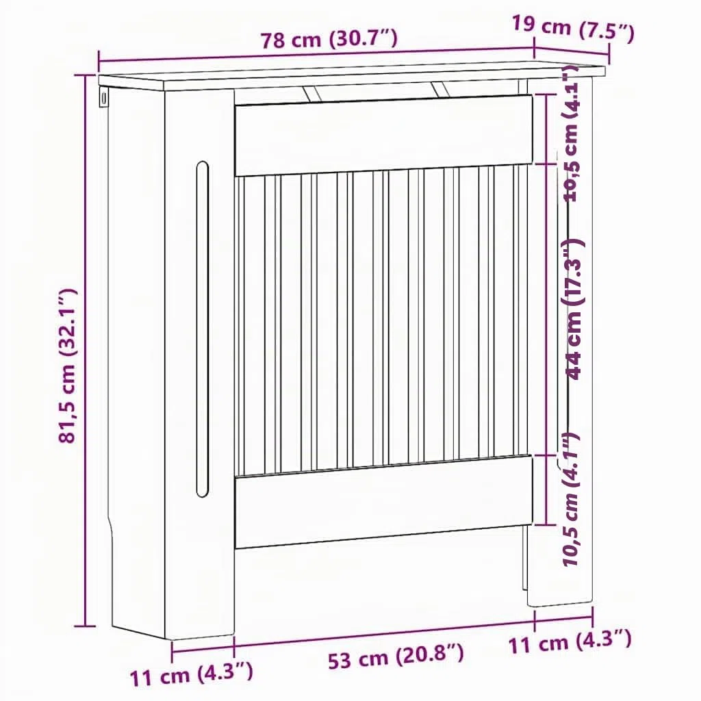 vidaXL Cubierta de Radiador Roble Artesanal 78 x 19 x 81,5 cm, Cubierta Moderna Rectangular para radiador, decoración del hogar, Resistencia al Calor, diseño de Madera, Seguridad Infantil