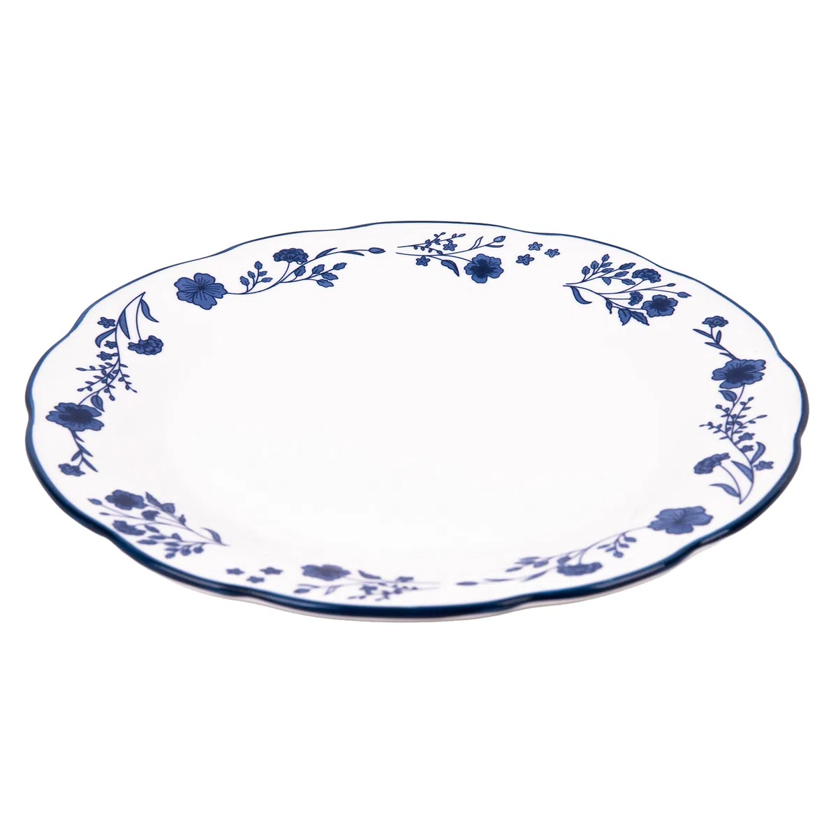 Cofan Vajilla de porcelana esmaltada | Juego de 18 piezas | Diseño floral azul y blanco | Apta para lavavajillas, microondas y horno