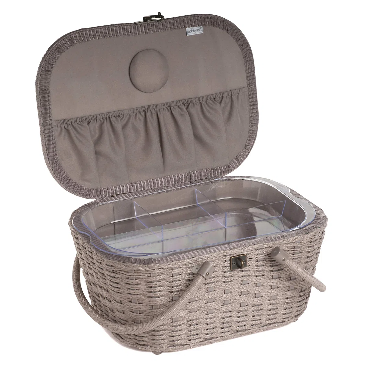Hobby Gift Caja de costura, cesta de mimbre, aplique, abeja de lino (HGLHB)