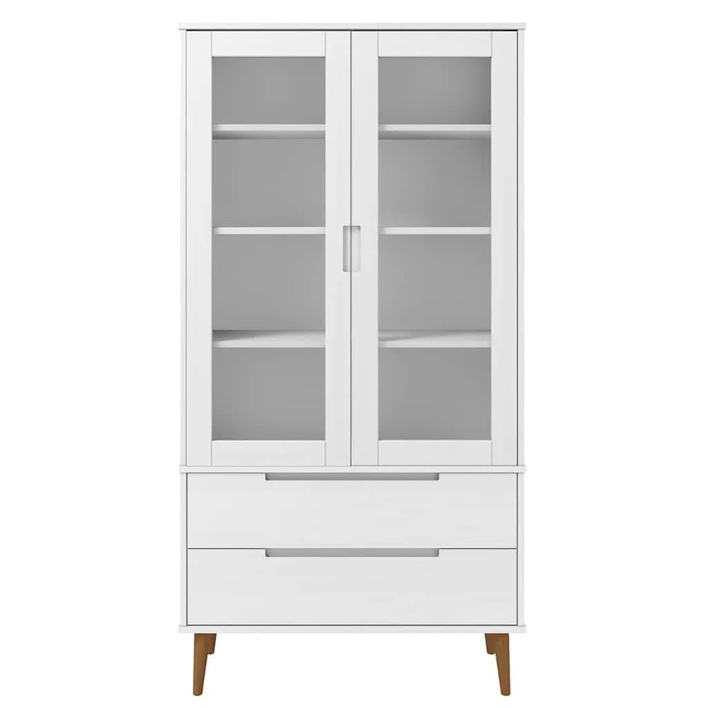 vidaXL Vitrina Estantería Almacenamiento Compartimentos Puertas Cajones Armario Aparador Sala de Estar Hogar Madera Maciza de Pino Blanco
