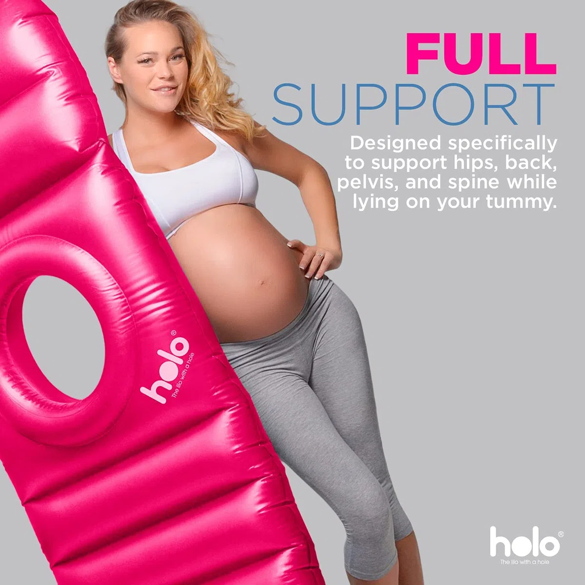 HOLO - Lilo Inflable de Maternidad - Previene el Dolor de Espalda y apoya tu Barriga Durante el Embarazo - Diseño de Almohada de Maternidad Suave y de Apoyo (Arena Blanca)