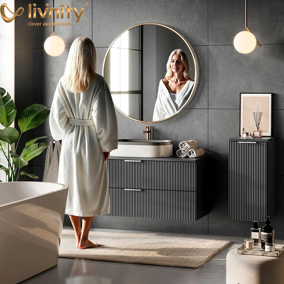 Livinity Armario de baño Ronco, Oro Power Roble/Antracita, 30 x 59 cm