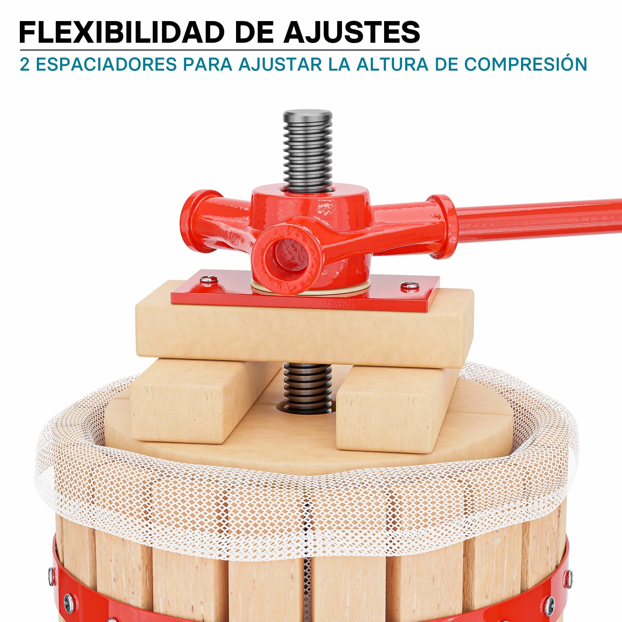 WilTec Prensa en Madera para Frutas, Mosto, Vino, Manzanas con Capacidad de 12 litros con Bolsa para Pulpa