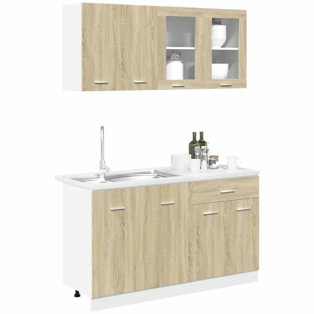 ACAGALA Cocina Completa 140cm Lineal 4 Piezas - Conjunto de Cocina Empotradas Modernas sin Electrodomésticos ni Encimera | Roble Sonoma
