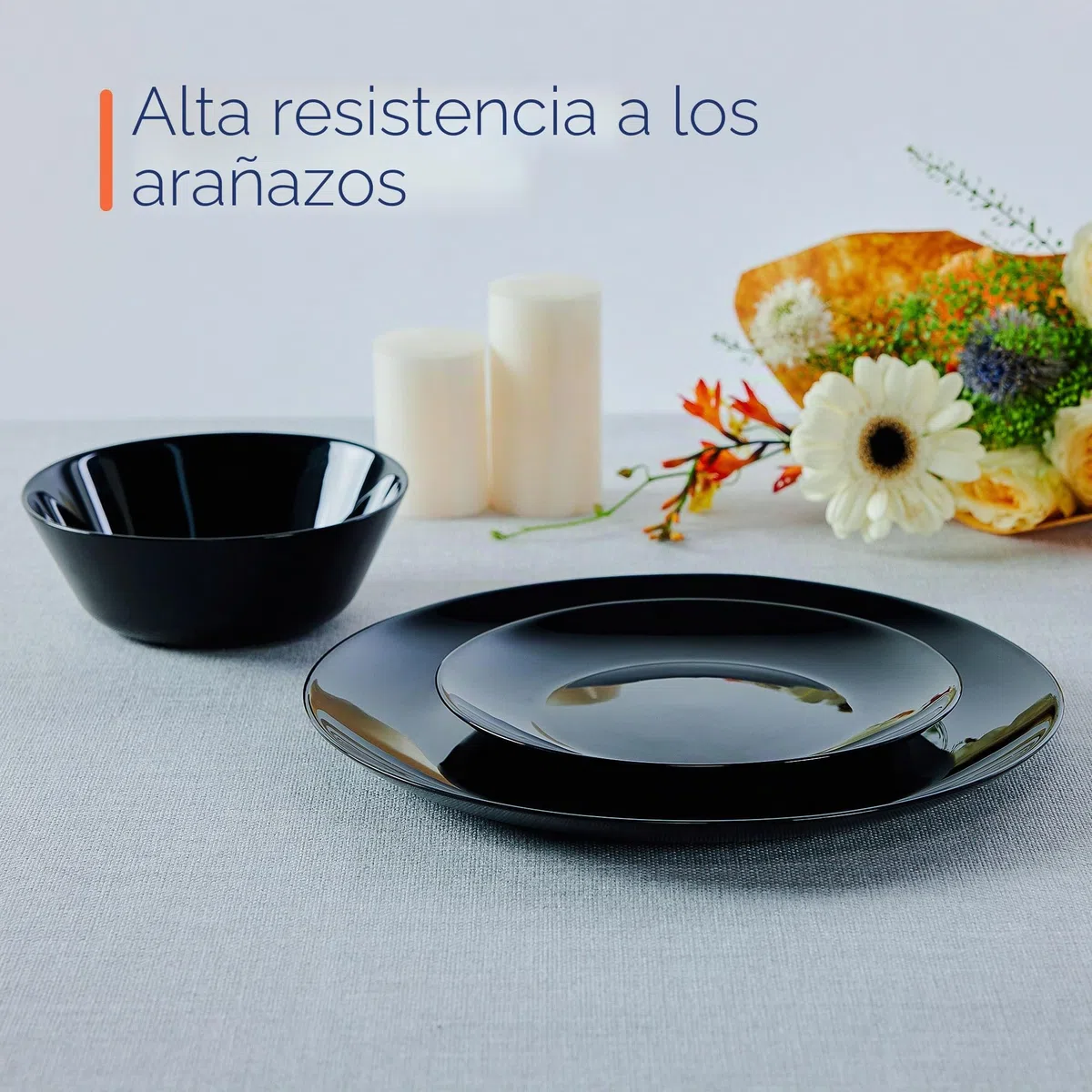 LaGlint Juego de Vajilla 18 Piezas Negro, Vidrio Opalino Vajilla para 6 Personas con 6 Platos Llanos, 6 Platos de Postre y 6 Cuencos de Cereales, Aptos para Lavavajillas y Microondas