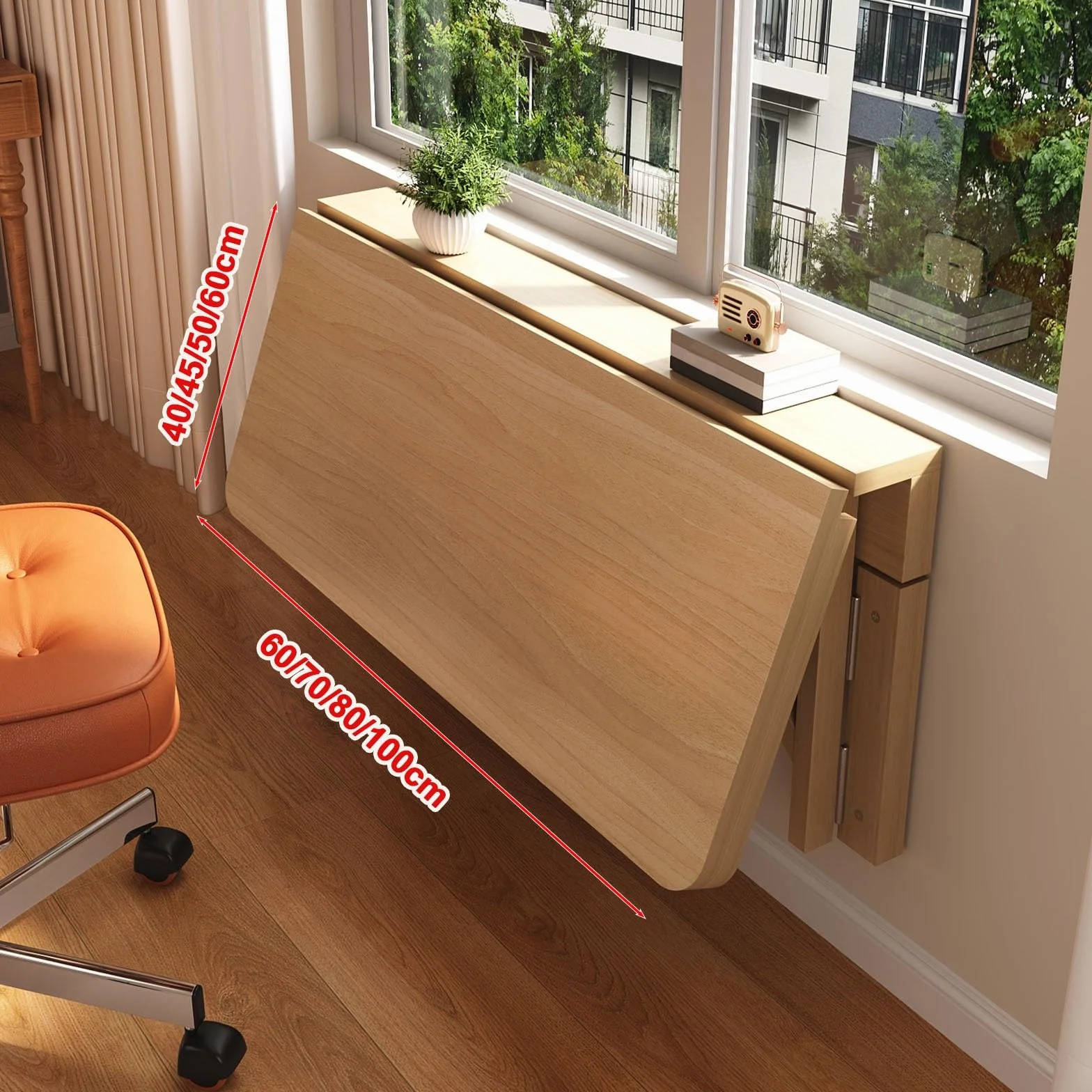 Pequeño espacio mesa abatible de pared，mesa de cocina pequeña，escritorio plegable pared madera maciza，Fuerte capacidad de carga, varios tamaños disponibles,para salas de estar, cocinas y dormitorios