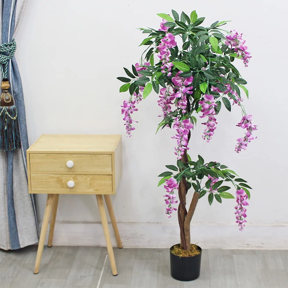 Decovego Planta Wisteria Artificial Decoración Interiorismo Madera Natural 120cm