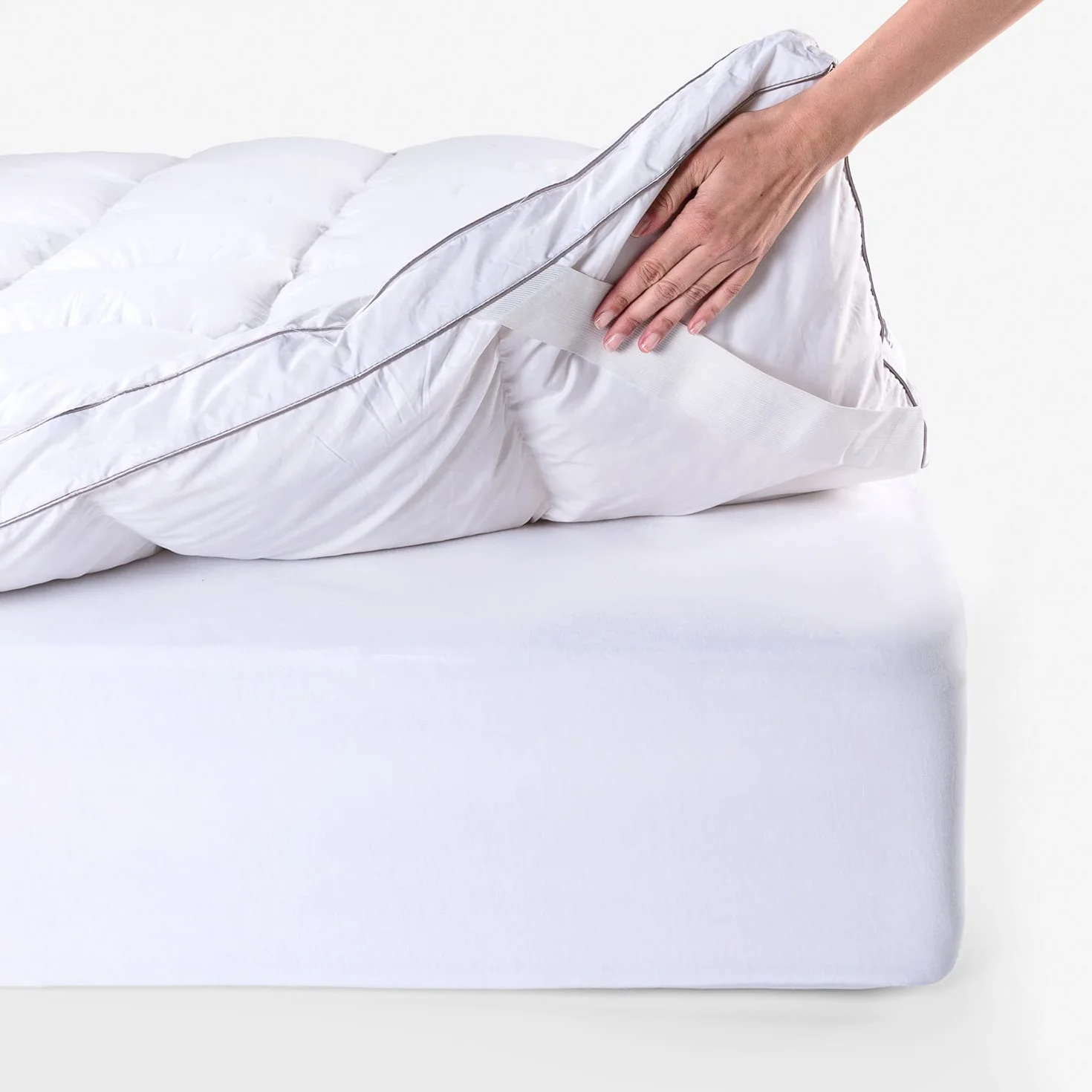 What the Sleep - Topper de Plumas 90x190 cm - Sensación Nube - Sobrecolchón Grosor 5 cm, Pluma 100%, Transpirable Gran Acogida, Extrasuave, Cubrecolchón