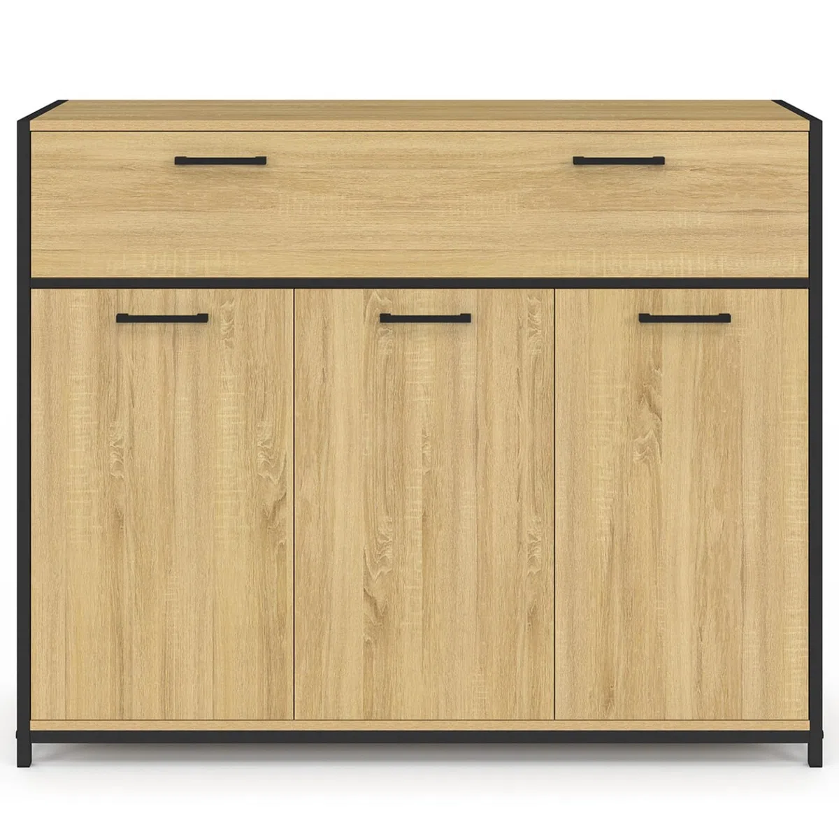 IDMarket - Aparador de 100 cm, 3 puertas y 1 cajón, diseño industrial
