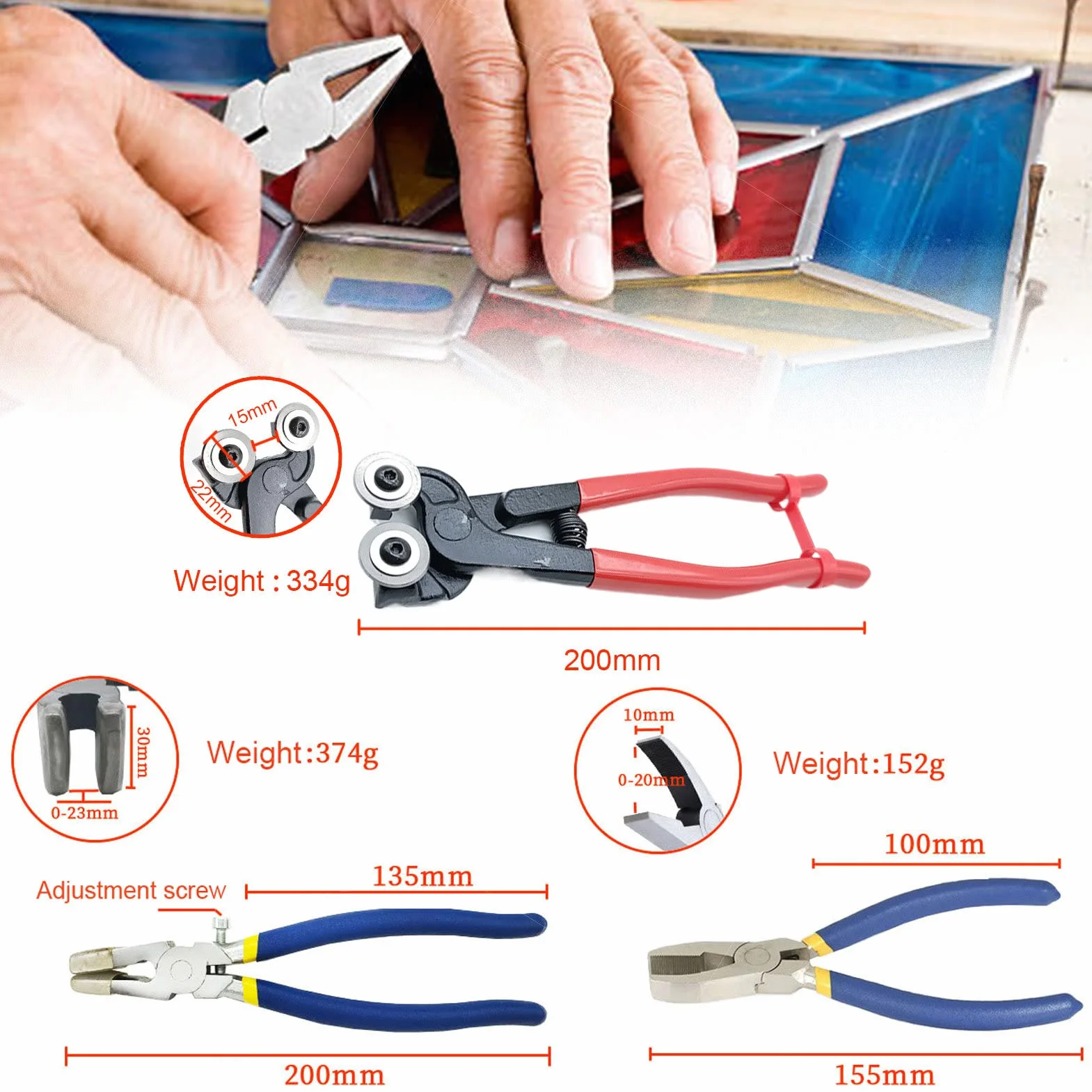 Kit de vidrieras, Herramienta para vidrieras de Bricolaje, Bolsa de Herramientas de Soldadura, Herramientas de lámina de Cobre, Kit de Herramientas para Cortar Vidrio, ju