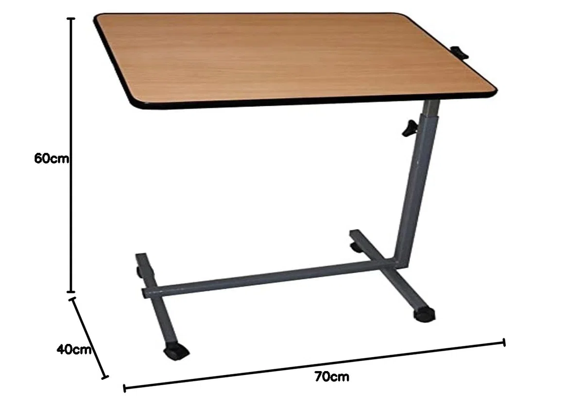 Queralto Easy - Mesa Auxiliar con Ruedas para Cama y Sofá, Madera, 40 x 60 x 70/105 cm