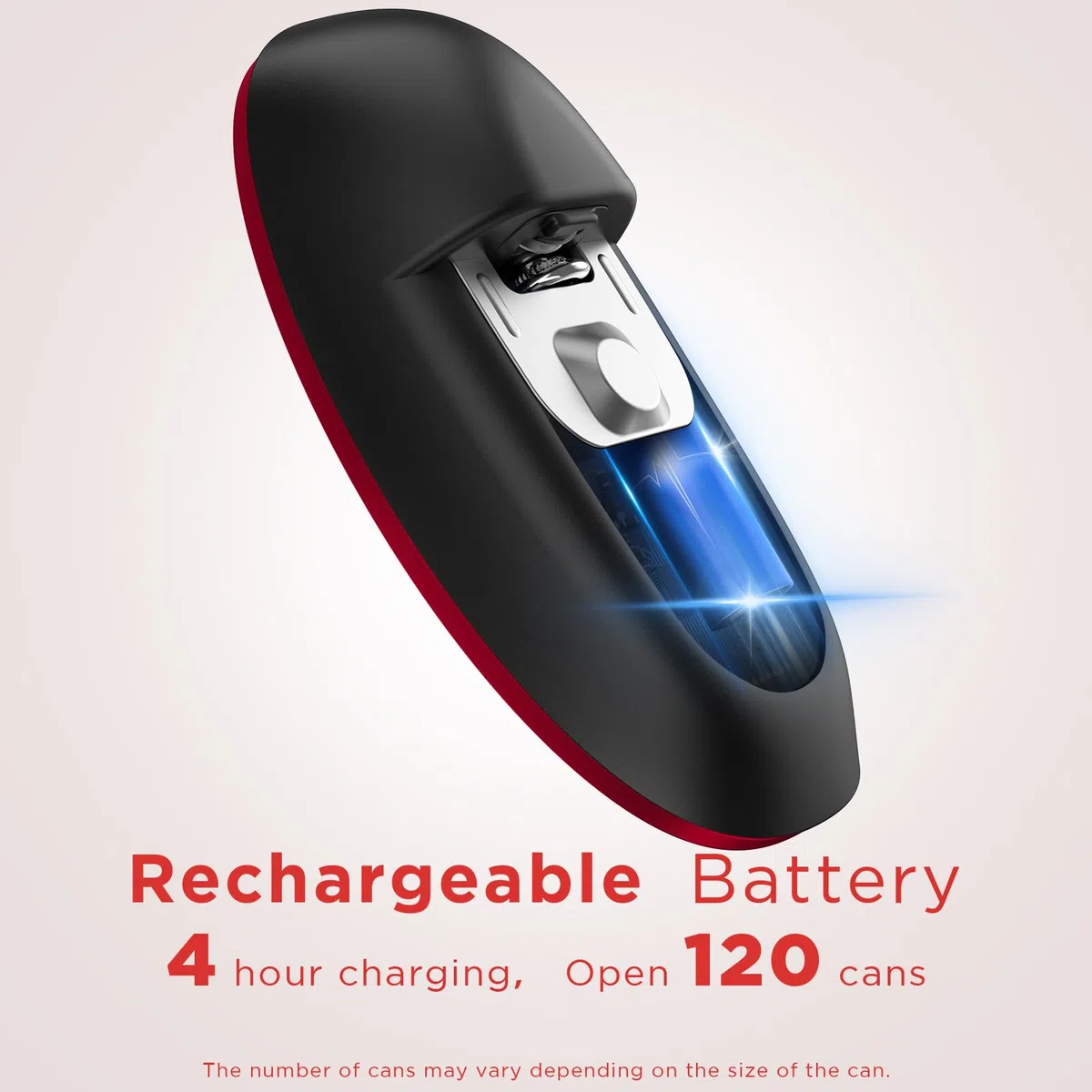Canslab Ultrablade PRO - Abrelatas eléctrico recargable por USB para cocina para personas mayores con artritis - Abrelatas automático de un solo toque, borde liso, abrelatas de tamaño pequeño, rojo
