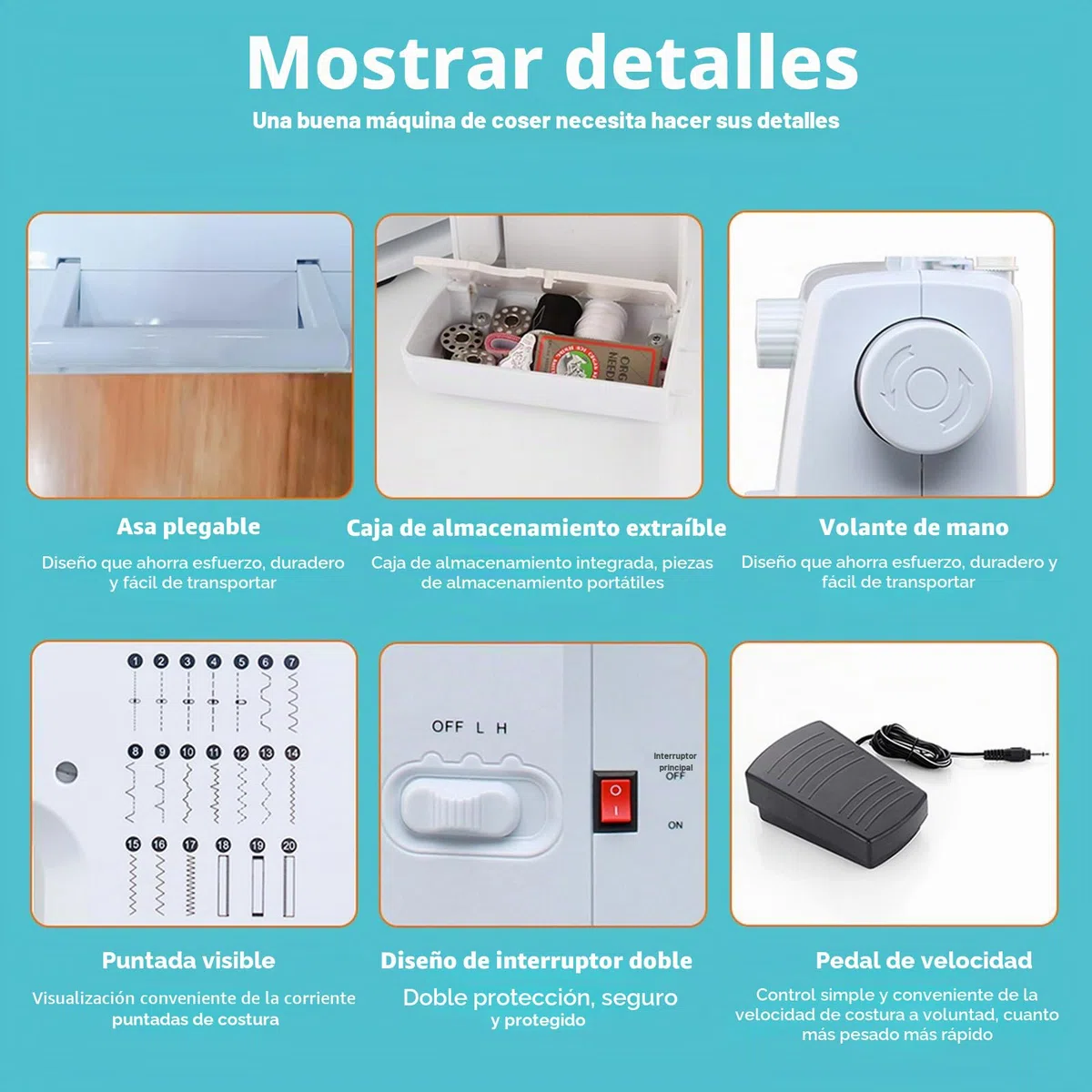618 MáQuina De Coser PortáTil Con 20 Puntadas, 42 Piezas Kit De Costura Completo, 25 Piezas De Patchwork Y Portahilos, Mini Costura Electrica Para Principiantes Y Expertos