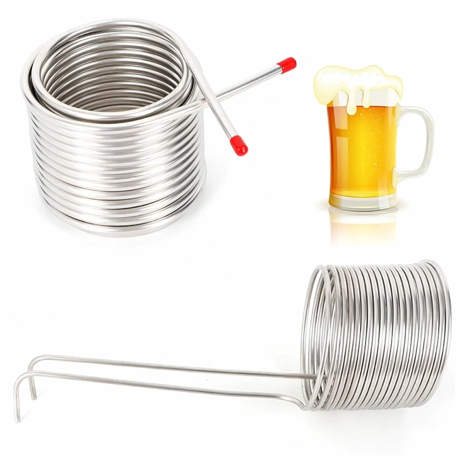 Serpentín de enfriamiento de Cerveza, Enfriador de Mosto por inmersión, de Acero Inoxidable, for elaboración casera Uso Multifuncional