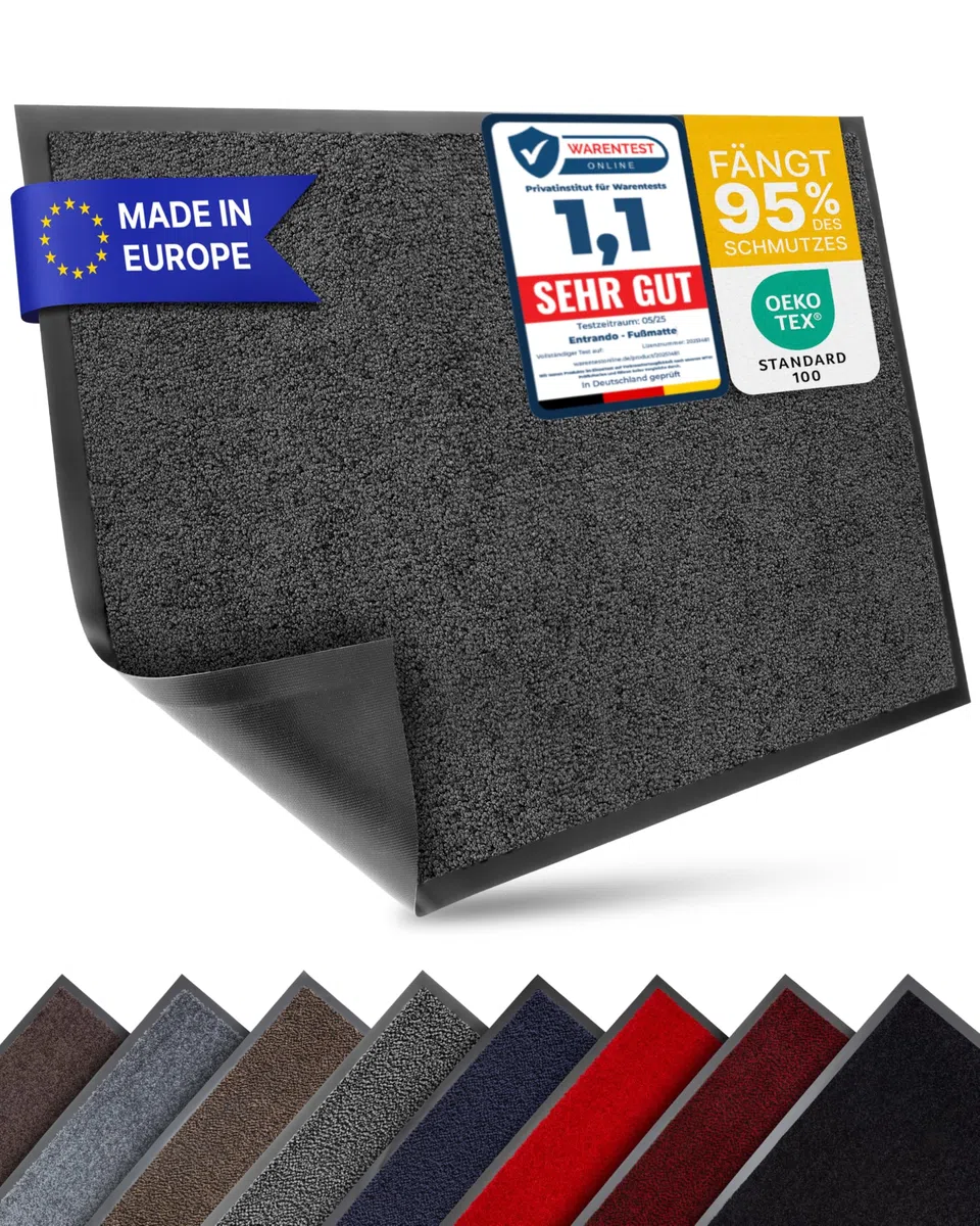 Entrando Felpudo Entrada XL 90x120 cm, Tono Oscuro versátil – Lavable y Antideslizante, Ideal para oficinas y consultas (Antracita)
