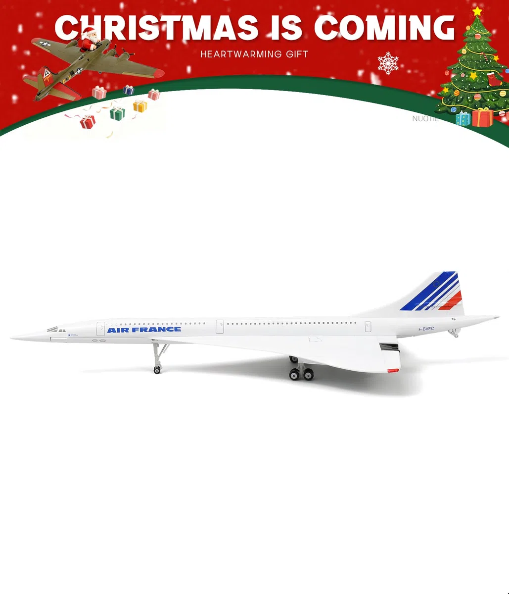 NUOTIE 1/200 Concorde Modelo de Avión de Metal Fundido a Presión, Kit de Simulación de Exhibición, Dos Versiones Disponibles para Colección o Regalo (Air France)
