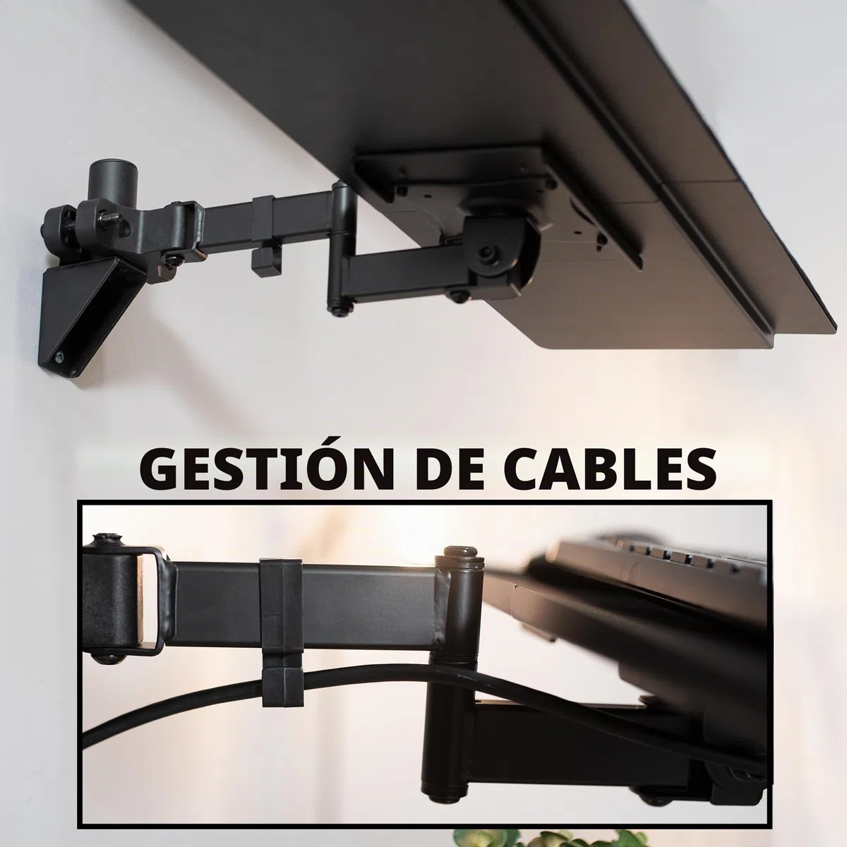 Vivo Mount-POLEKB Soporte Universal para Bandeja de Teclado y ratón de 66 cm, rotación de 360 Grados, posición de Escritura Neutra, Color Negro
