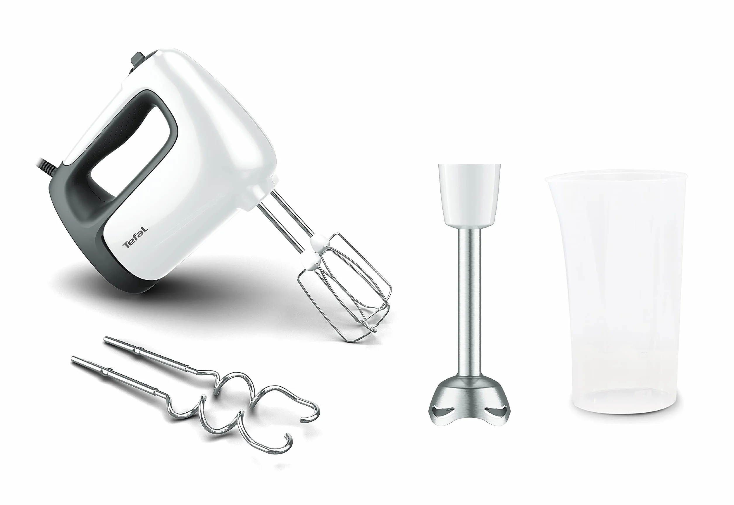Tefal Prep'Mix+ HT4621 batidora de mano, Potente, 5 velocidades, Ganchos para masa, Gardes, Turbo