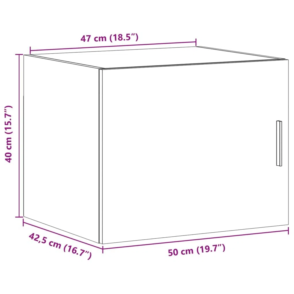 vidaXL Armario de Pared Madera de ingeniería Blanco 50x42,5x40 cm, Armario de Almacenamiento, Armario de Pared Colgante, Armario de Almacenamiento Flotante