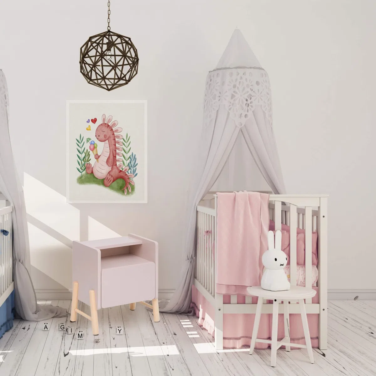 Rebecca Mobili Mesita de Noche para Habitación Infantil, Mesita de Noche Montessori, Rosa Marrón, MDF Pino, con Bordes Redondeados - Dimensiones AxAnxFon: 49 x 43 x 30 cm - Art. RE7129