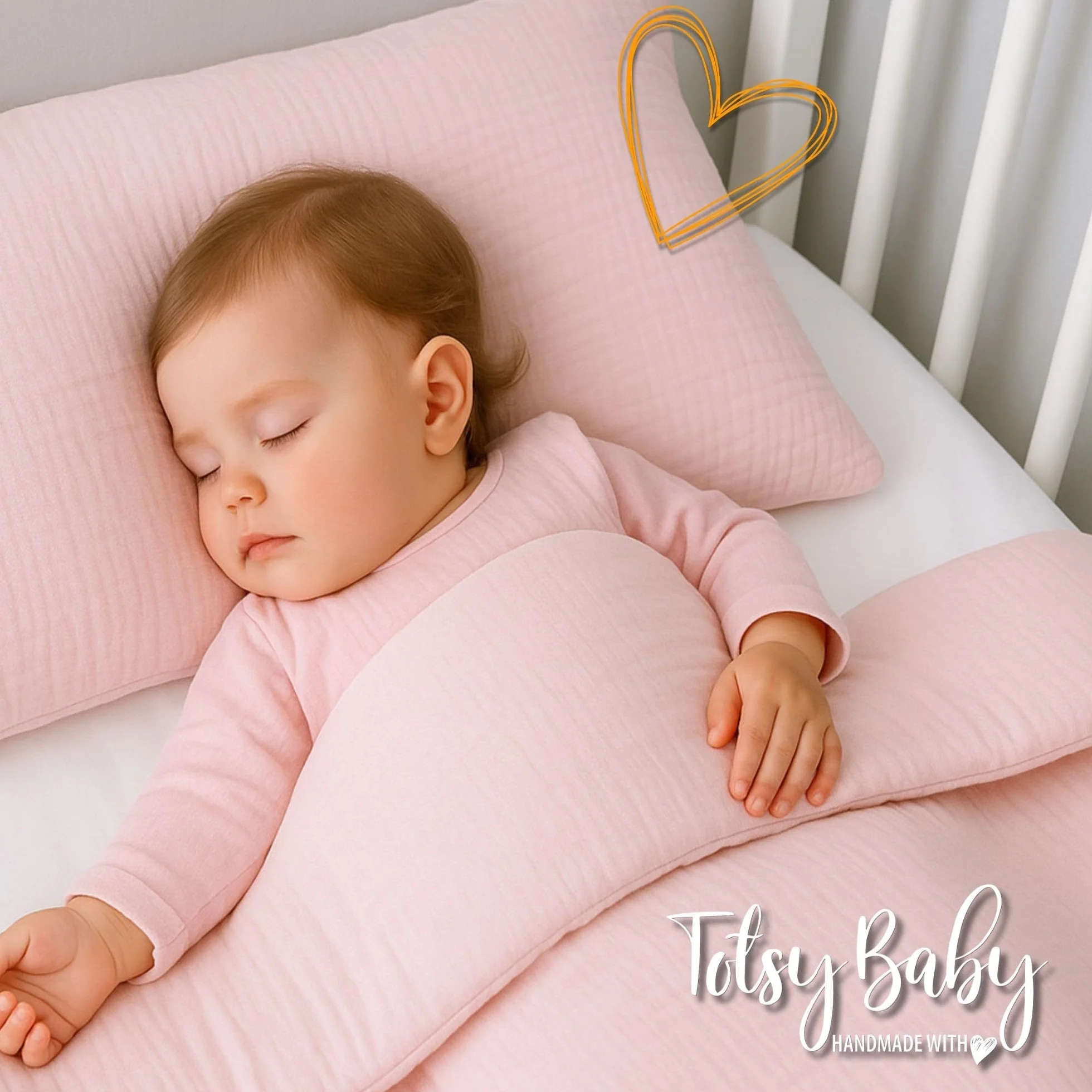 Totsy Baby Muselina Funda nordica Infantil 100x135cm para Cuna 70 - algodón Saco nordico y Cubre de edredon Cama para niños y niñas Juego Fundas para edredón Beige con Almohada 60 x 40 cm Oeko-Tex