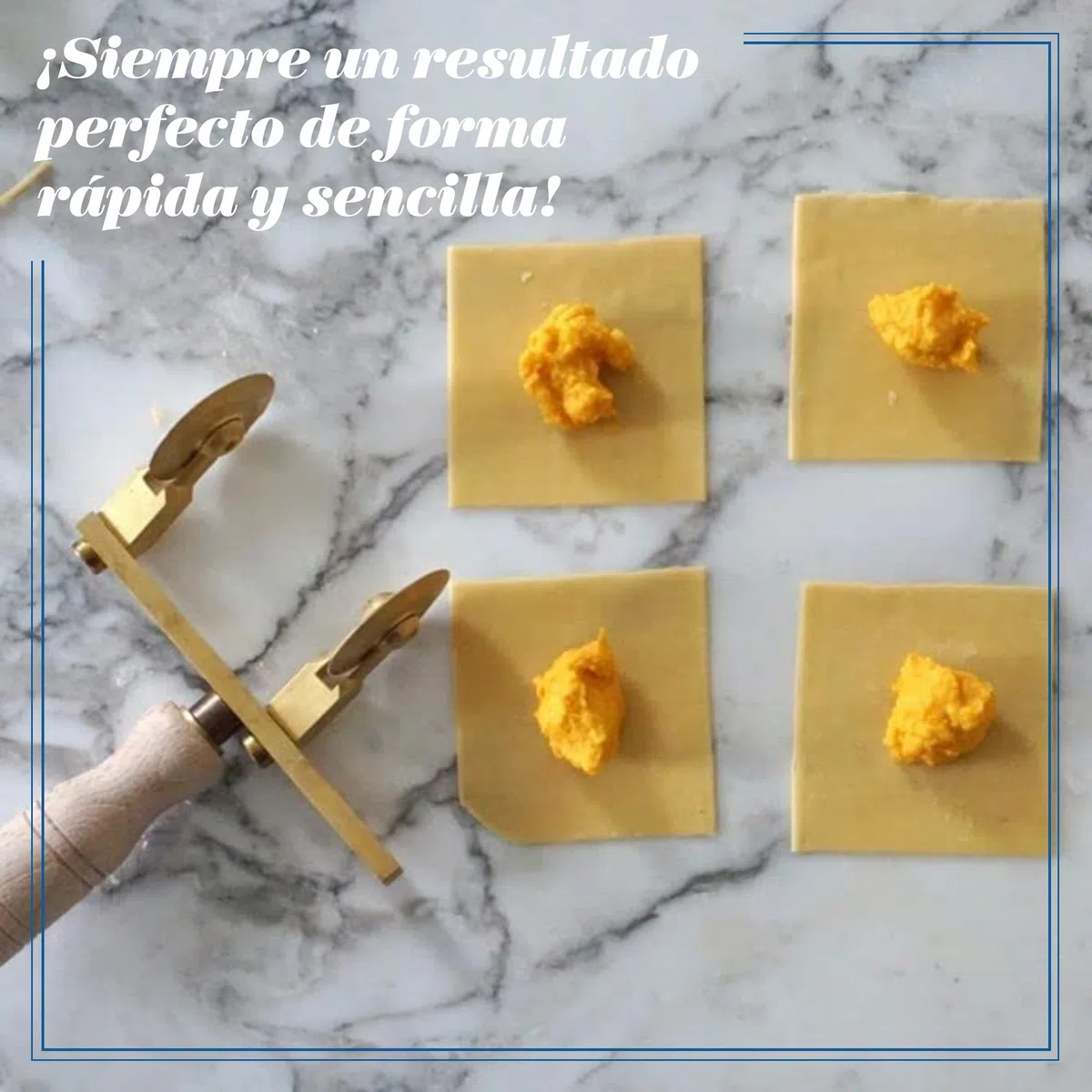 La Gondola Cortador de Rueda Ajustable (2 Lisas) | Utensilios para Pasta Fresca para Casa y Negocio | Cortapastas Fácil de Usar de Latón y Madera Natural | Cortador de Raviolis