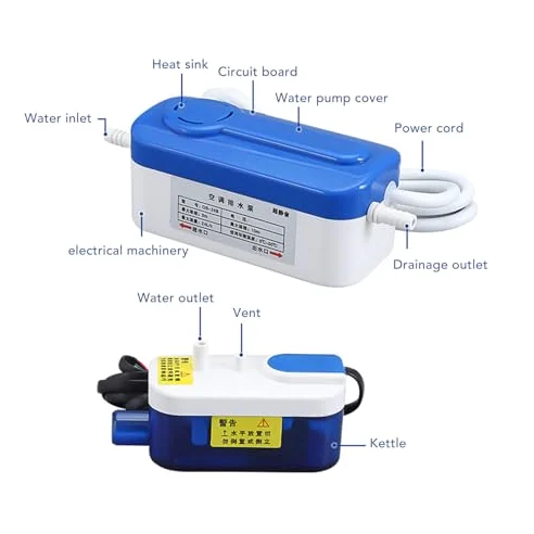 Bomba de Condensado AC110 a 240V HVAC, Bomba de Condensado, Drenaje Mini Split Portátil Automático para Aire Acondicionado 24L/h para Horno Deshumidificador Aire Acondicionado